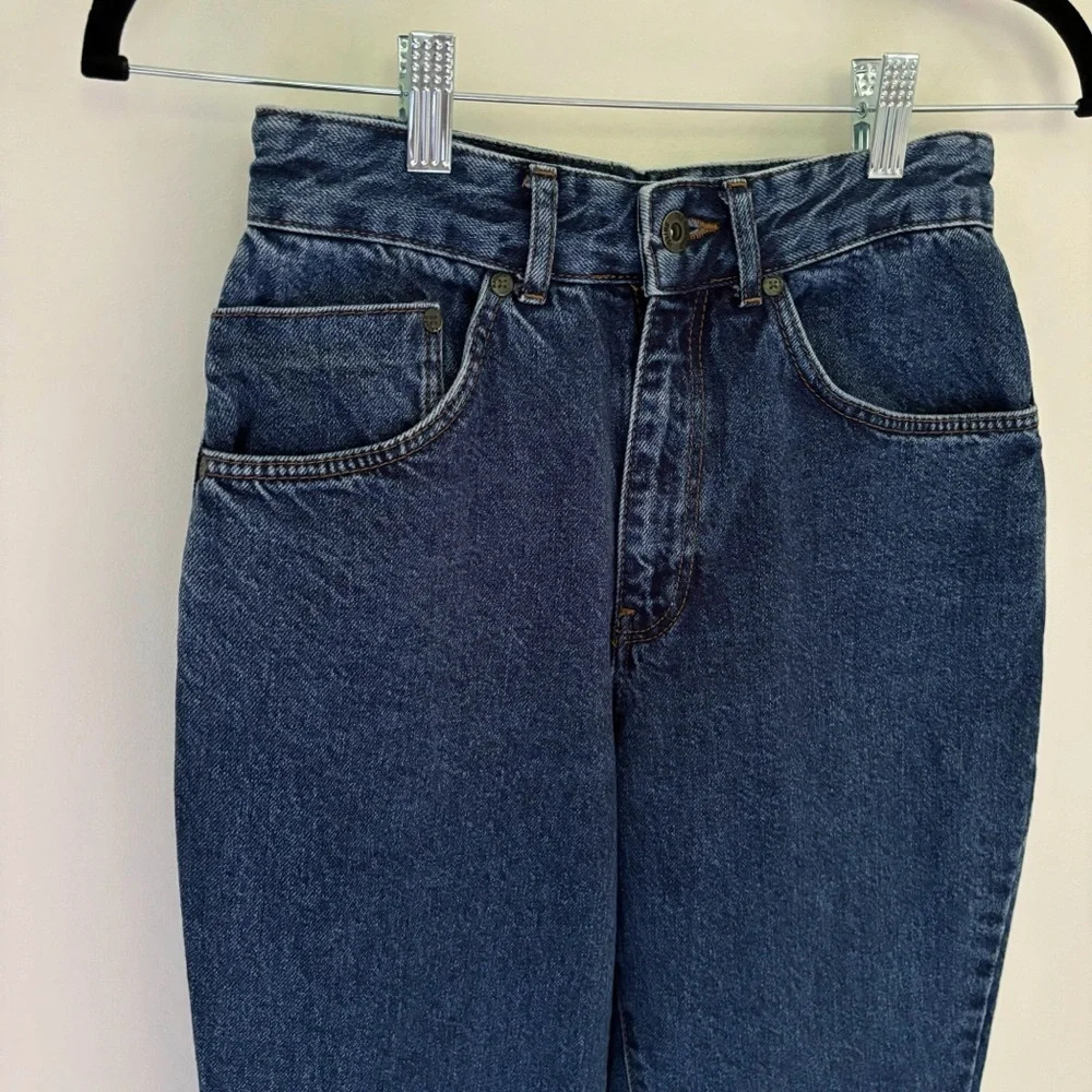 The Ragged Priest  Straight Leg Jeans Frayed Front Slit V Cut Ankle 28 Dark Blue - Picture 3 of 7